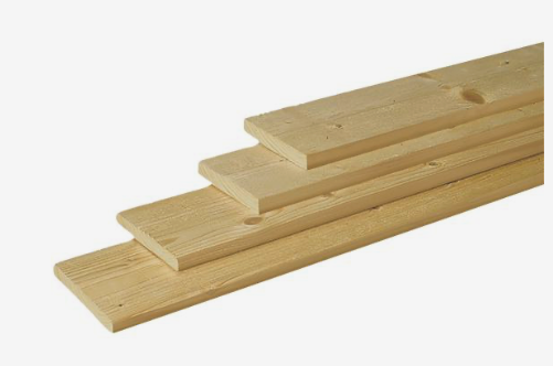 1.8 x 14.0 cm M.E. geimpregneerd vuren, geschaafd met ronde hoeken