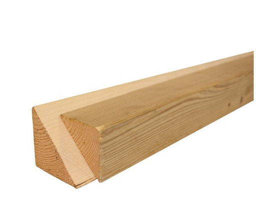 Mastiekstrook 7 cm hoog (uit 7x7 cm balk gezaagd op 26 graden)