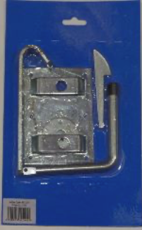 [BO-018] Boerenklinkstel (op kaart), plaat: 120x85x2mm, galvanisch verzinkt op kaart