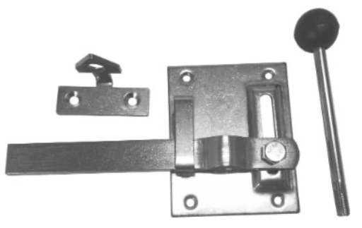 [TU-022] Tuinheksluiting met neus (zwarte bol), plaat: 100x80x2mm, verzinkt