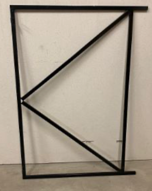 [PO-58] Zwart poortframe, 120 cm breed (x 155 cm hoog) + 3 duimen. Verstelbaar ijzeren frame, gegalvaniseerd