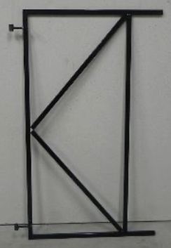 [PO-35] Zwart poortframe, 90 cm breed (x 155 cm hoog) + 2 duimen. Verstelbaar ijzeren frame, gegalvaniseerd